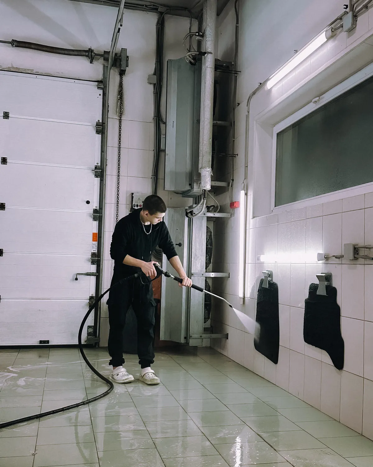 Technician deep cleaning a commercial space