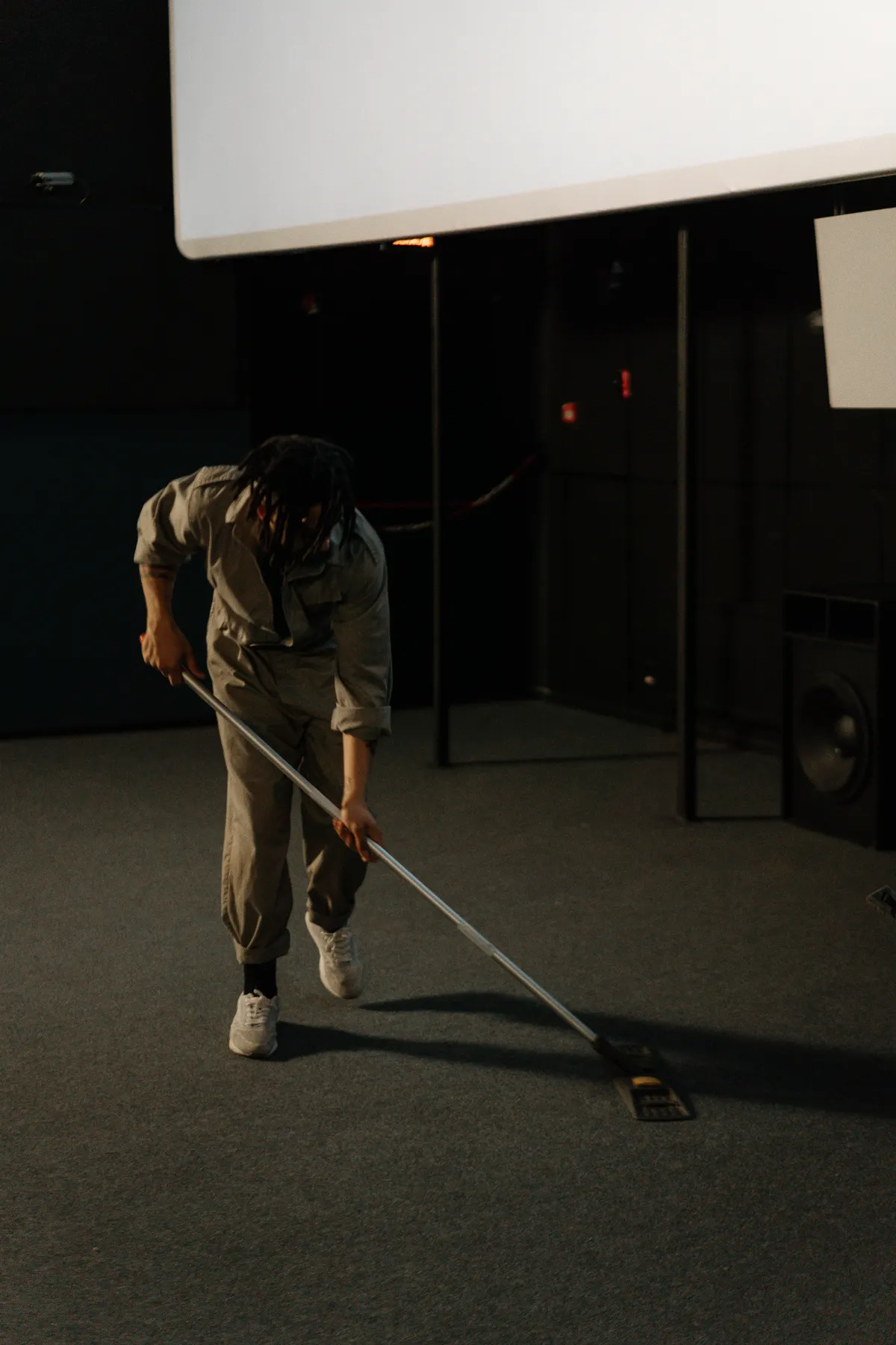 Professional mopping a commercial floor