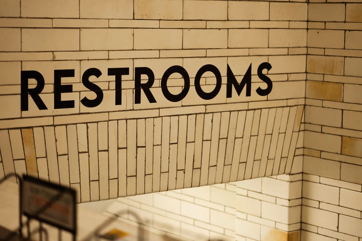 Clean commercial restroom entrance
